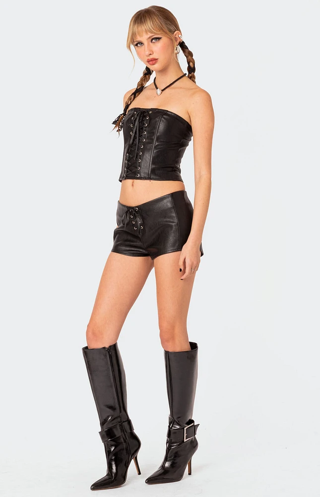 Wilde Lace Up Faux Leather Corset