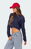 Edikted Gabrielle Cropped Cable Knit Sweater