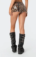 Edikted Sequin Leopard Printed Micro Shorts