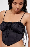 LA Hearts Tie Front Satin Corset Top