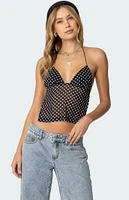 Edikted Polka Dot Backless Chiffon Top