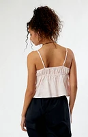 LA Hearts Linen V-Neck Babydoll Tank Top