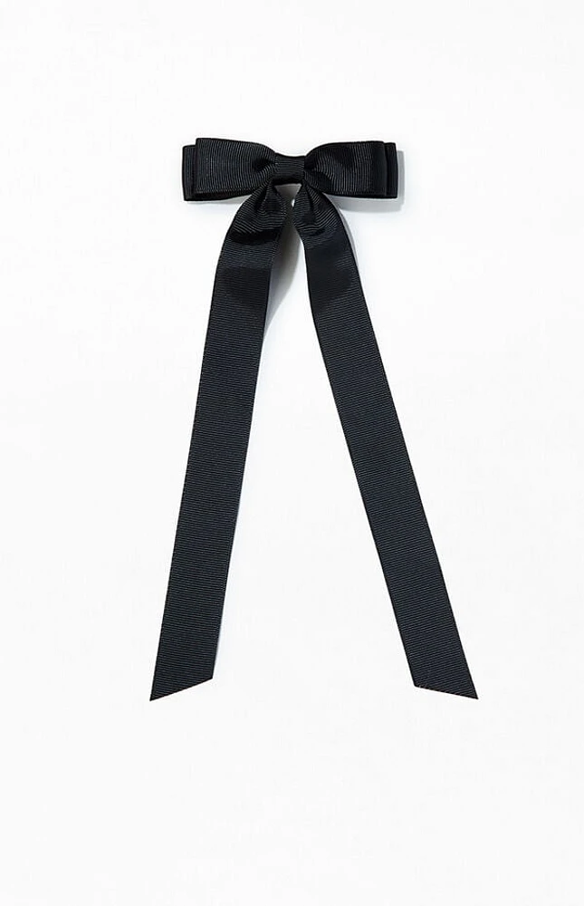 LA Hearts Black Ribbed Double Loop Bow Barrette
