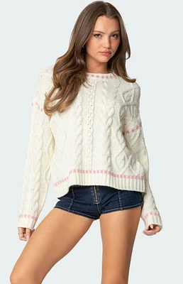 Edikted Eleni Cable Knit Sweater