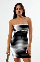 Your Favorite Striped Lace Trim Strapless Mini Dress