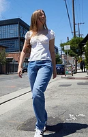 John Galt White Short Sleeve Babydoll Top
