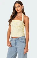 Edikted Side Button Eyelet Halter Top