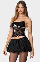 Edikted Contrast Ribbon Lace Halter Top