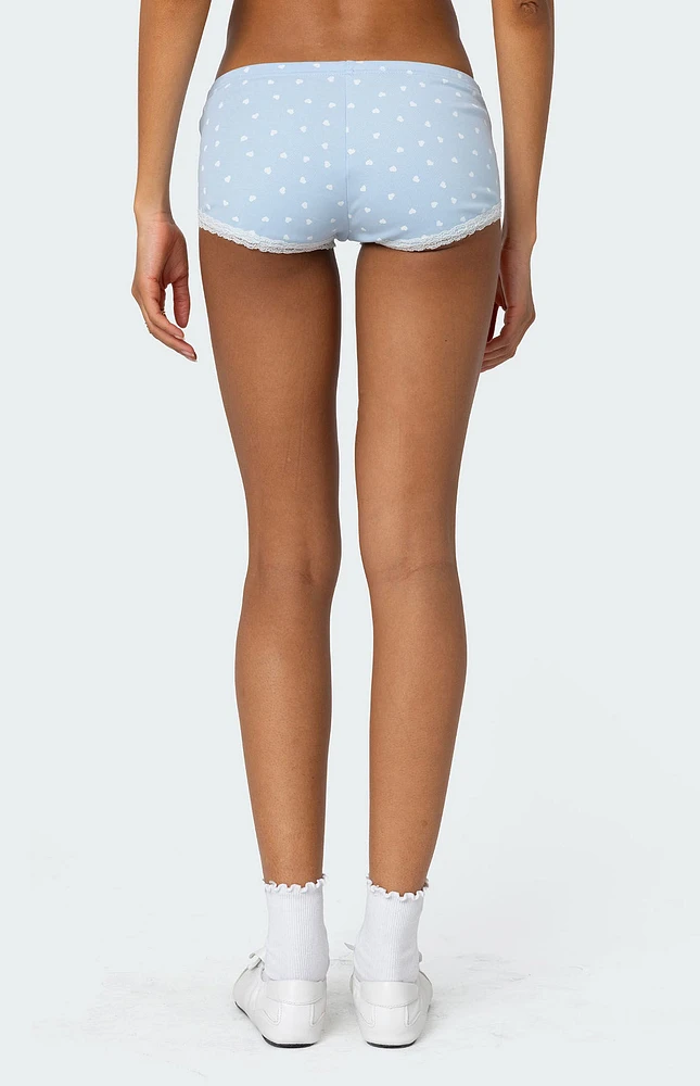 Edikted Follow Ur Heart Printed Micro Shorts
