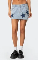 Edikted Shining Star Denim Mini Skirt