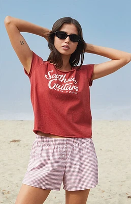 John Galt Red & White Gingham Keira Boxer Shorts