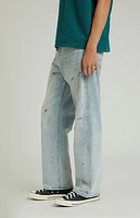 Pacsun Light Indigo Dirt Splatter Baggy Jeans