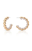 Ettika Pearl Inlay and Gold Hoop Earrings