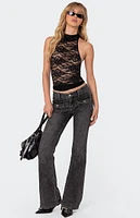 Edikted Alena High Neck Sheer Lace Top