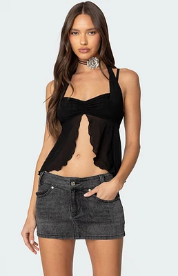 Edikted Mesh Split Front Bandeau Halter Top