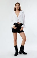 Free People Maisie Cutwork Long Sleeve Top