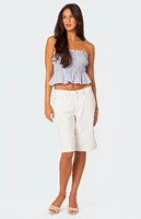 Edikted Katherine Linen Scrunch Tube Top