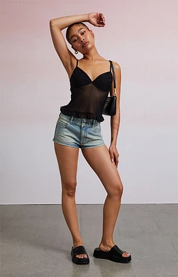 Third Charm Kiki Mesh Sweetheart Ruffle Tank Top