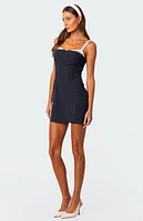 Edikted Pinstripe Bra Detail Mini Dress