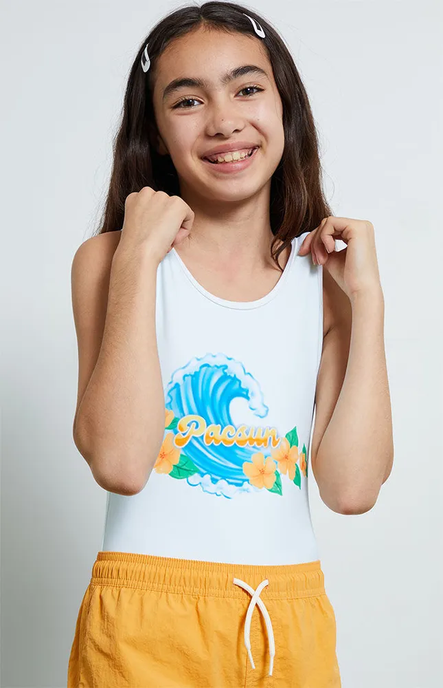 PacSun Kids Blue Wave One Piece Swimsuit