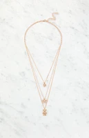 LA Hearts Bear Bow Heart Layered Necklace