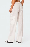 Edikted Lyric Linen Low Rise Cargo Pants