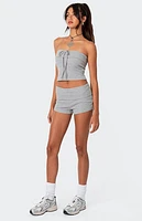 Edikted Lizzy Foldover Waffle Tube Top