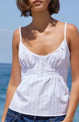 John Galt White Striped Tiffany Tank Top