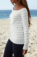 John Galt Light Blue Bonnie Off-The-Shoulder Sweater