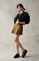 PacSun Olive Pleated Cargo Mini Skirt