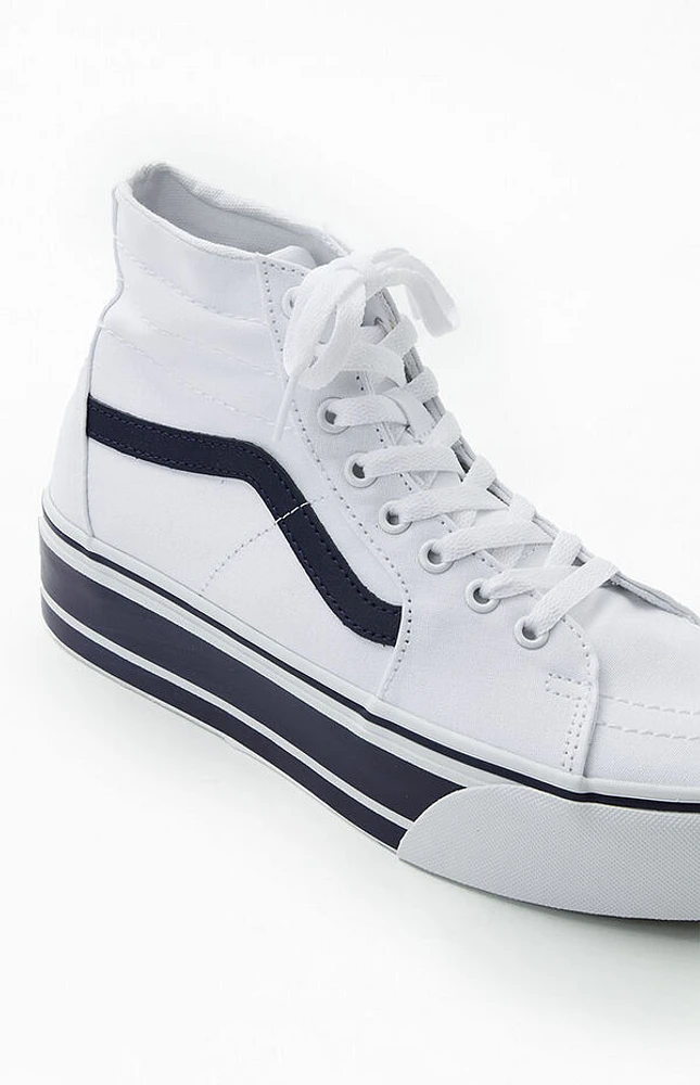 White & Navy Sk8-Hi Tapered Stackform Sneakers