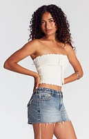 Pacsun Medium Indigo Low Rise Raw Cut Denim Micro Shorts
