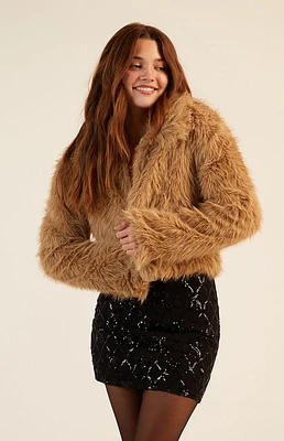 Daisy Street Faux Fur Cropped Jacket