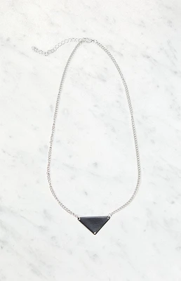 LA Hearts Silver Triangle Pendant Necklace