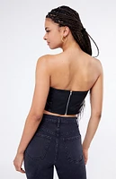 Strapless Faux Leather Corset Top