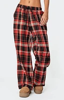 Edikted Lounge Around Plaid Wide Leg Pants