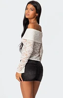 Edikted Ashley Off Shoulder Sheer Lace Top