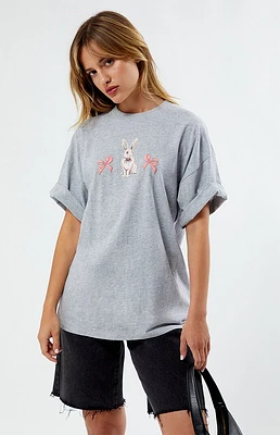 Golden Hour Bunny Bow Oversized T-Shirt