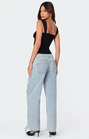 Edikted Laced Up Low Rise Jeans