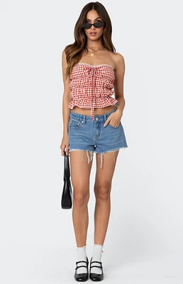 Edikted Fern Mid Rise Denim Shorts