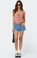 Edikted Fern Mid Rise Denim Shorts