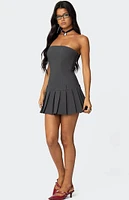 Edikted Pleated Drop Waist Mini Dress