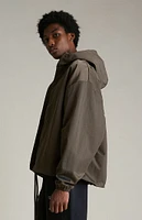 Fear of God Essentials Brown Textured Nylon Hooded Jacket