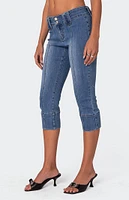 Edikted Jesse Low Rise Washed Capri Jeans