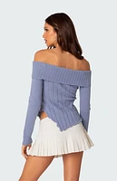 Edikted Sonya Fold Over Knit Top