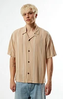 PacSun Tan Striped Oversized Camp Shirt