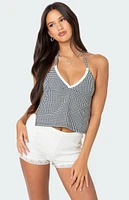 Edikted Charmaine Open Back Gingham Top