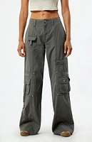 PacSun Dark Gray Low Rise Baggy Flare Cargo Pants