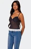 Edikted Polka Dot Cupped Mesh Tank Top