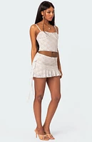 Edikted Maria Lace Ruffled Mini Skirt